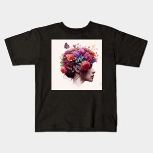 Beautiful flower hair girl Kids T-Shirt